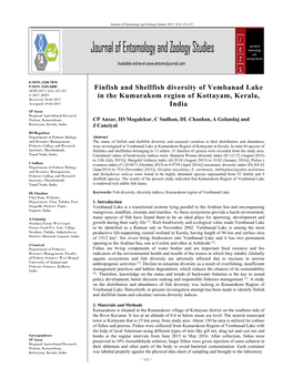 Finfish and Shellfish Diversity of Vembanad Lake in the Kumarakom