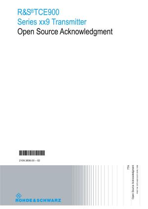 R&S®TCE900 Open Source Acknowledgment