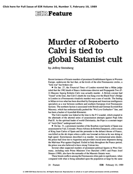 Murder of Roberto Calvi Tied to Global Satanist Cult