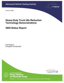 Heavy-Duty Truck Idle Reduction Technology Demonstations