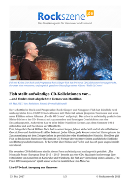 Fish Stellt Aufwändige CD-Kollektionen Vor… …Und Findet Einst Abgelehnte Demos Von Marillion