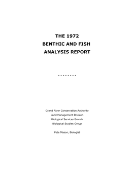 The 1972 Benthic and Fish Analysis Report
