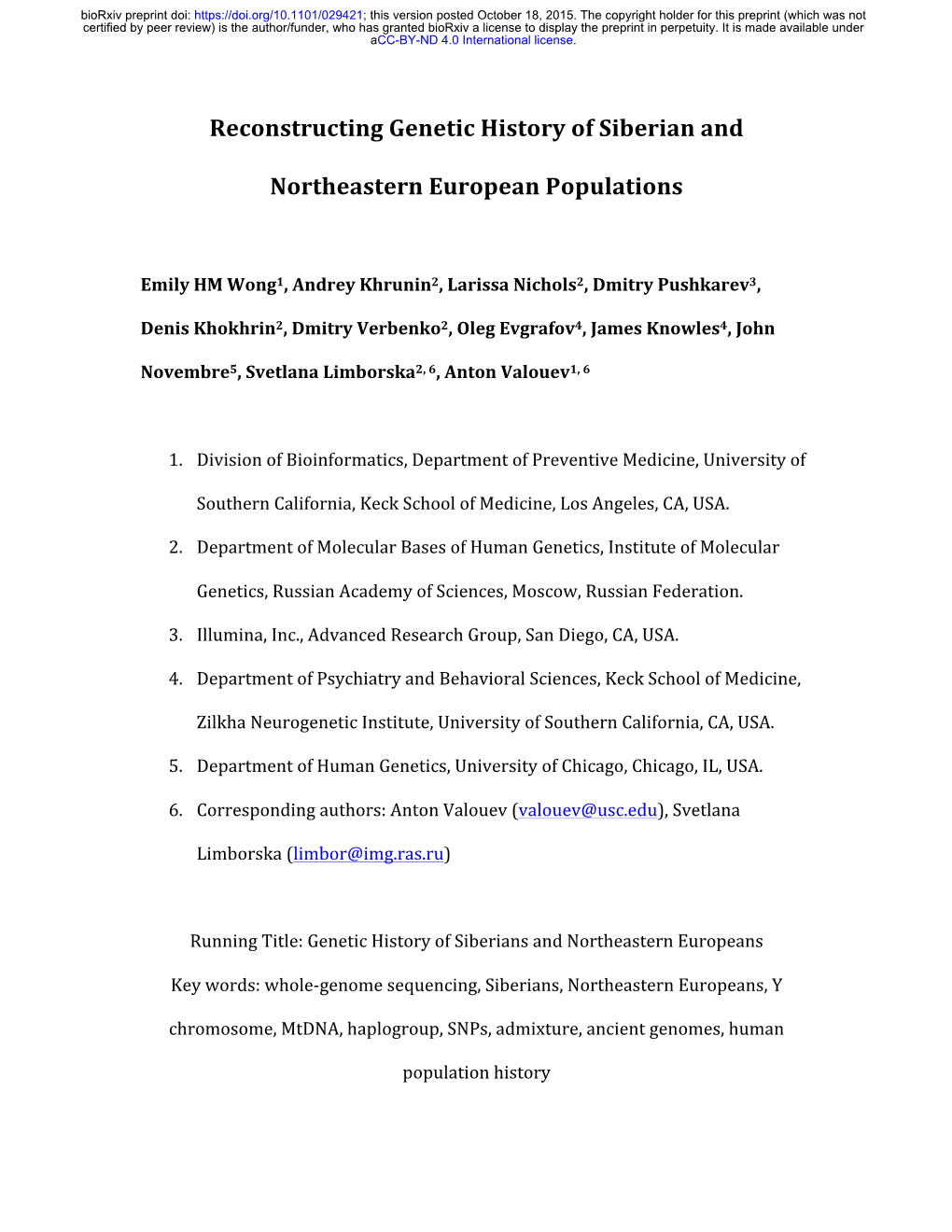 Reconstructing Genetic History of Siberian and Northeastern