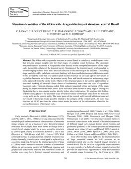 Structural Evolution of the 40 Km Wide Araguainha Impact Structure, Central Brazil