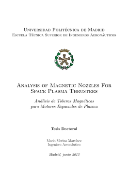 Analysis of Magnetic Nozzles for Space Plasma Thrusters