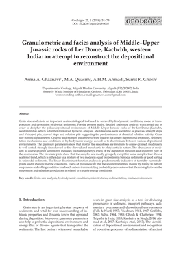 Granulometric and Facies Analysis of Middle–Upper Jurassic Rocks of Ler Dome, Kachchh, Western India