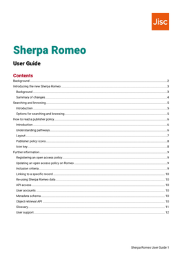 Sherpa Romeo User Guide
