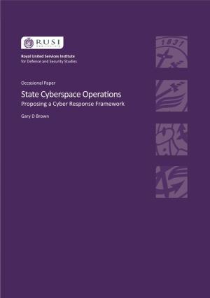 State Cyberspace Operations Proposing a Cyber Response Framework