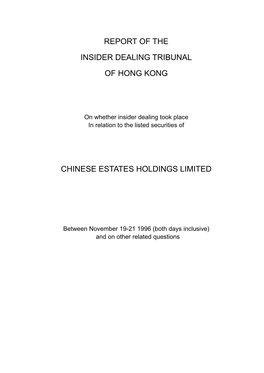 Report of the Insider Dealing Tribunal of Hong Kong