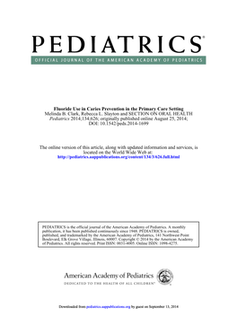 DOI: 10.1542/Peds.2014-1699 ; Originally Published Online August