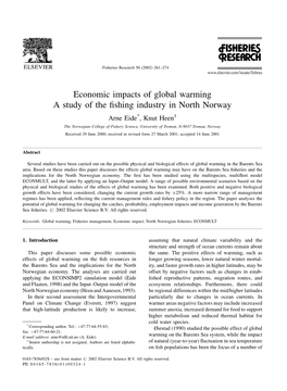 Economic Impacts of Global Warming a Study of the Fishing Industry in North Norway