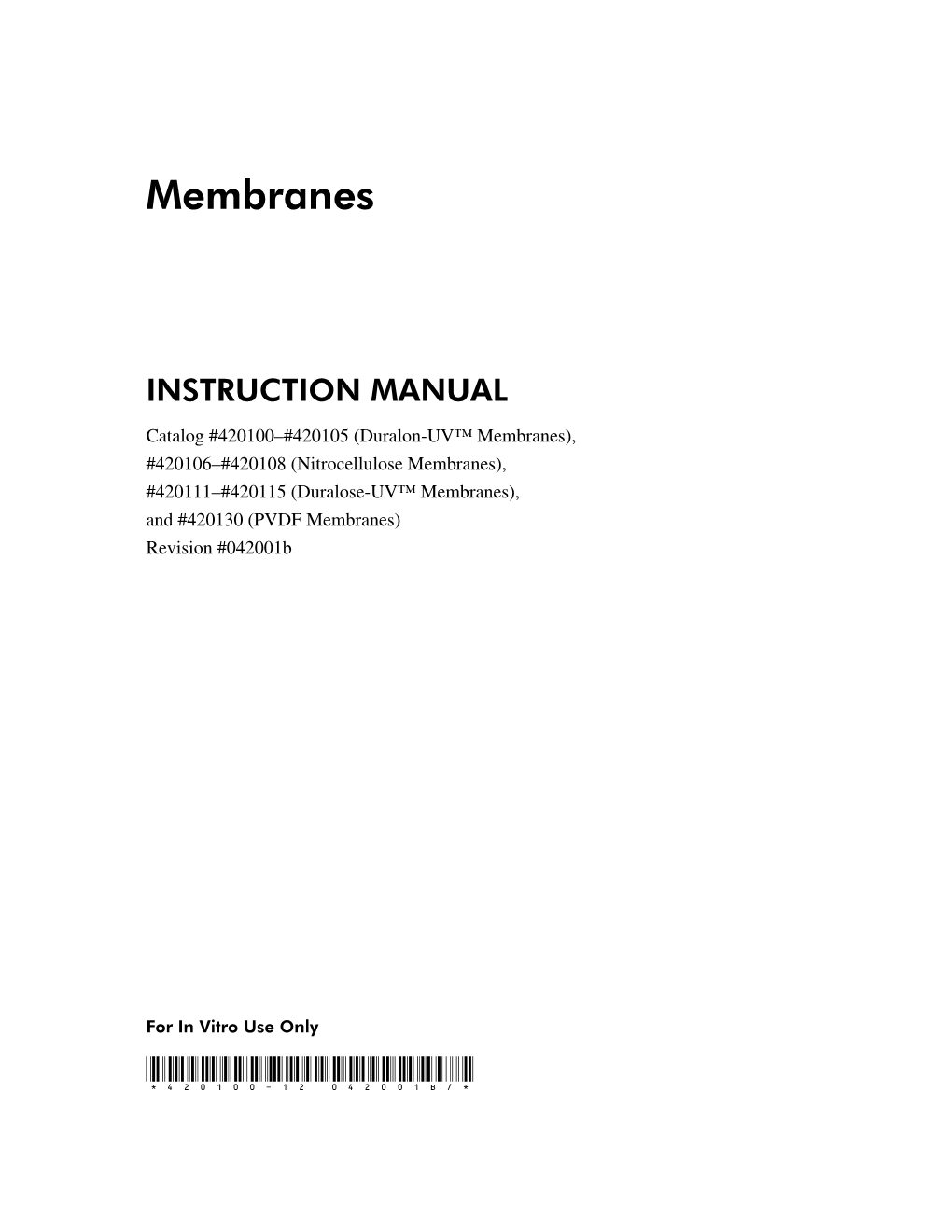 Manuals: Membranes