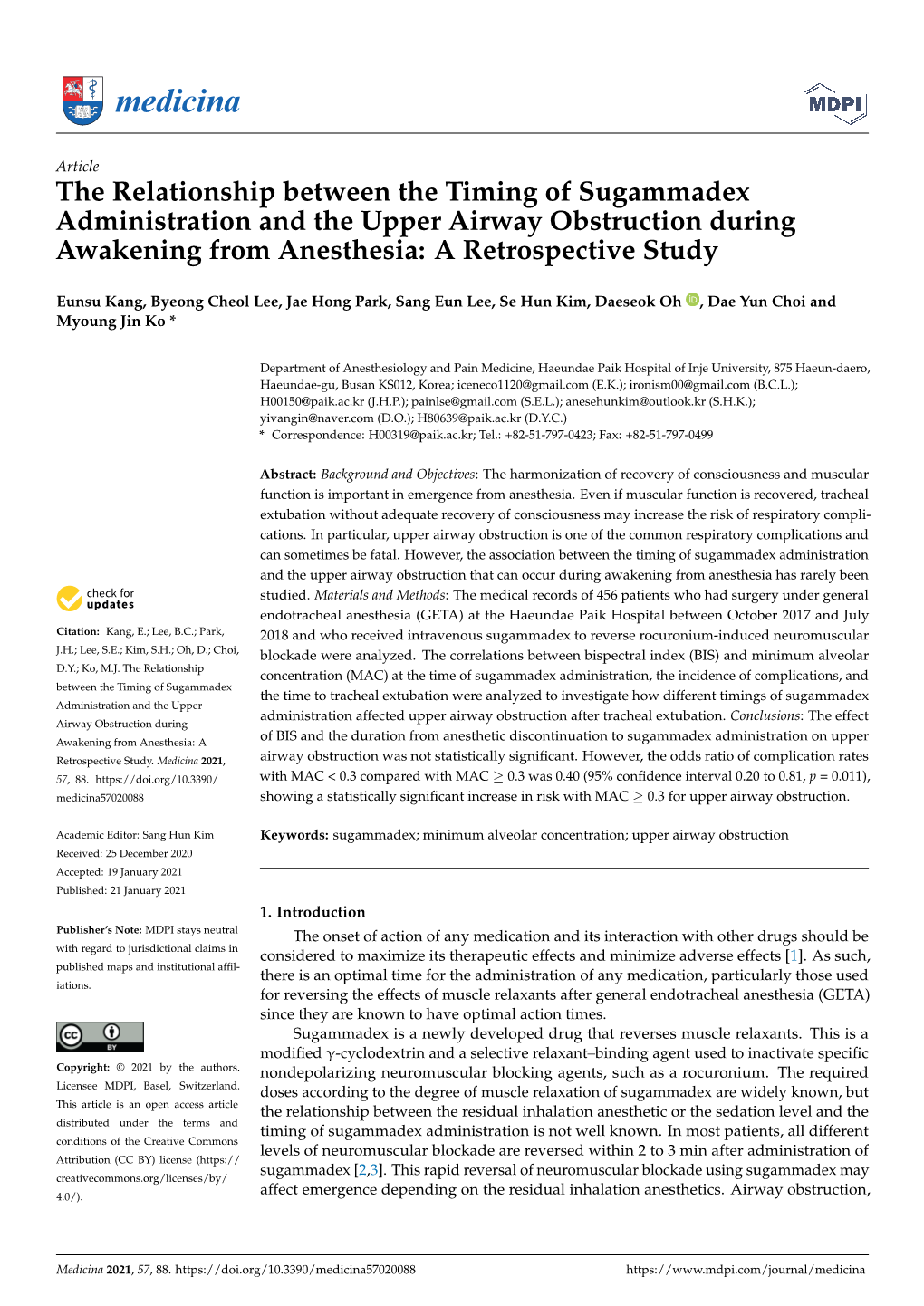 The Relationship Between the Timing of Sugammadex Administration and the Upper Airway Obstruction During Awakening from Anesthesia: a Retrospective Study