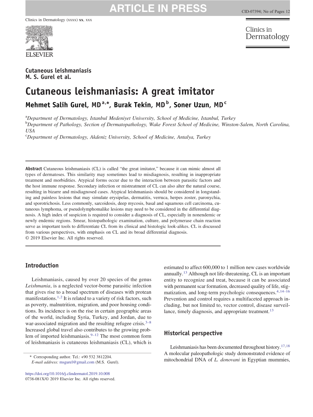 Cutaneous Leishmaniasis: a Great Imitator