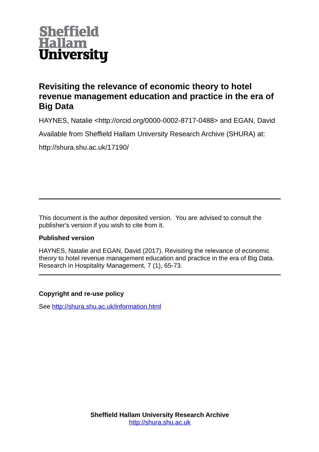 Revisiting the Relevance of Economic Theory to Hotel Revenue Management Education and Practice in the Era of Big Data