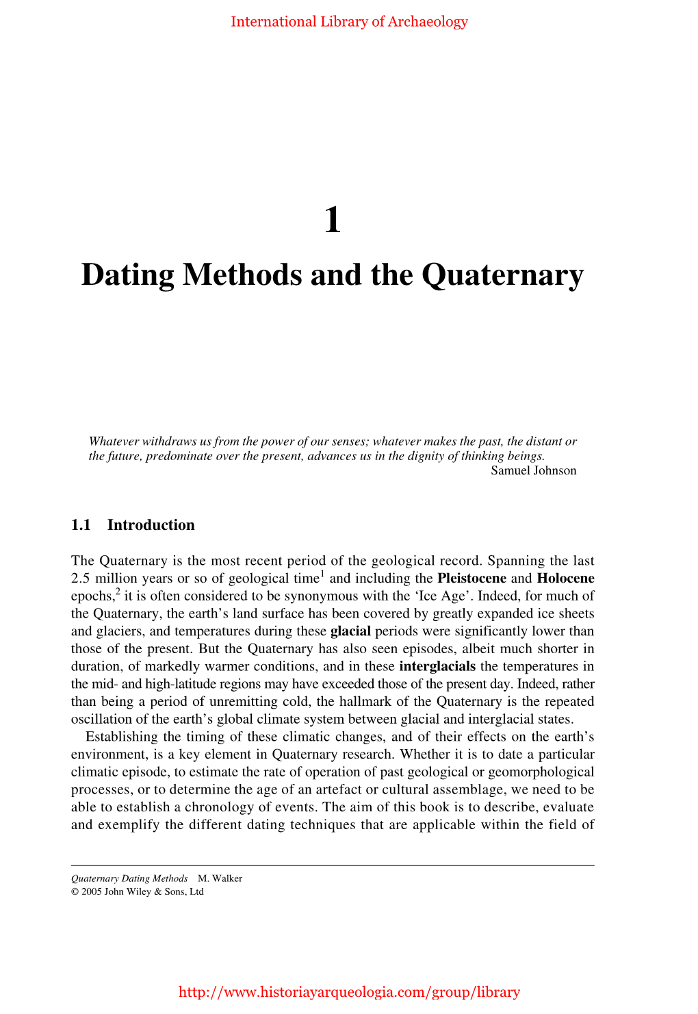 Dating Methods and the Quaternary