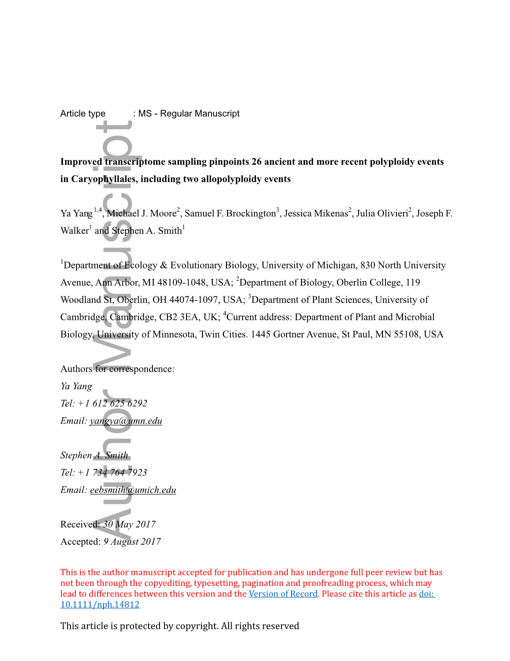 Improved Transcriptome Sampling Pinpoints 26 Ancient and More Recent Polyploidy Events in Caryophyllales, Including Two Allopolyploidy Events