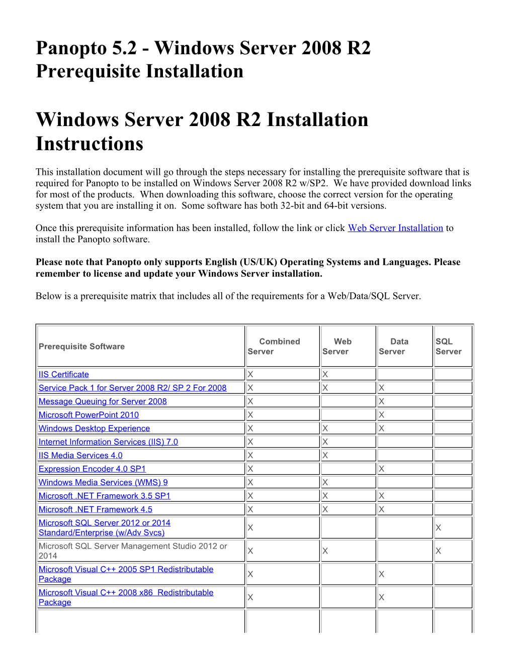 Windows Server 2008 R2 Installation Instructions