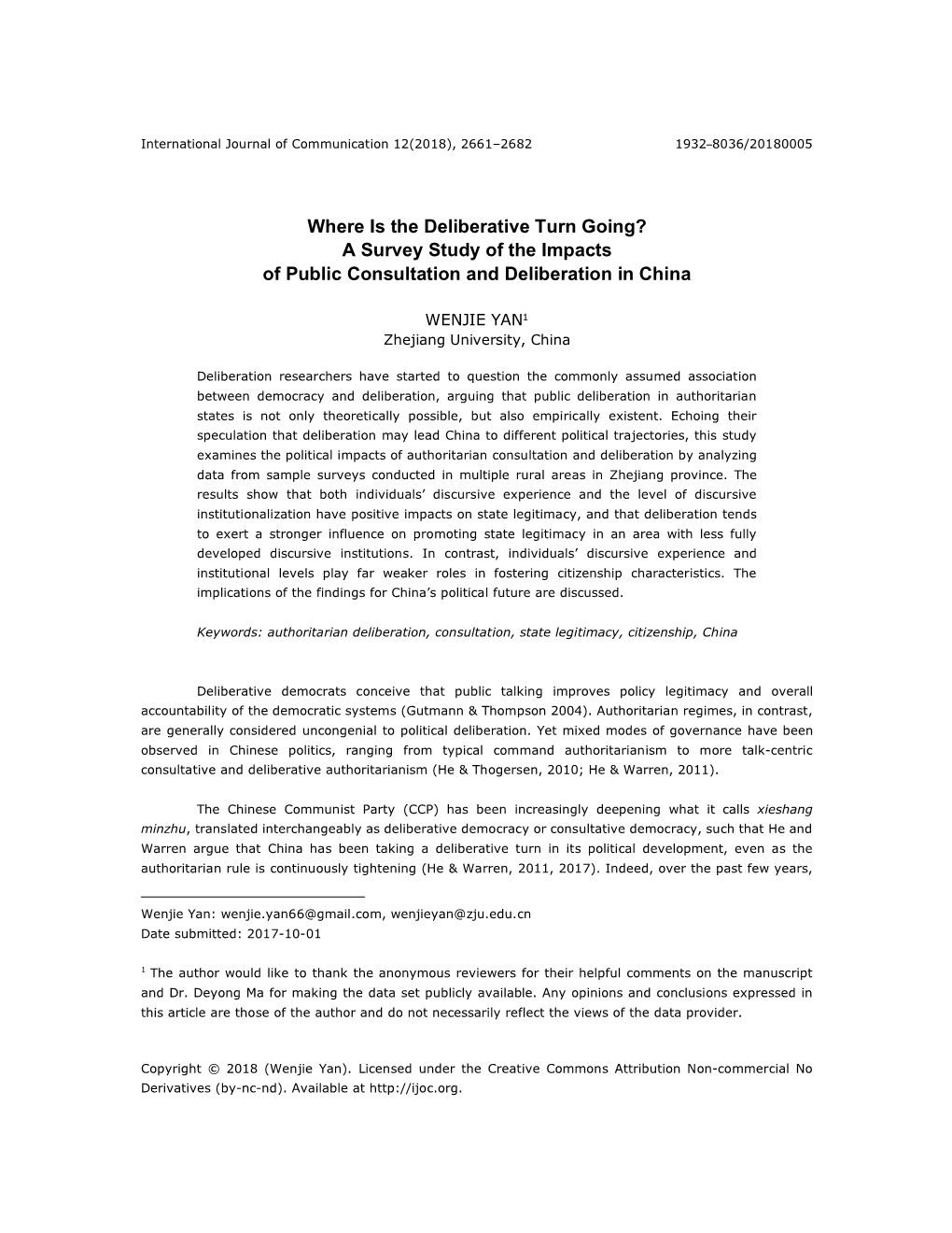 Where Is the Deliberative Turn Going? a Survey Study of the Impacts of Public Consultation and Deliberation in China