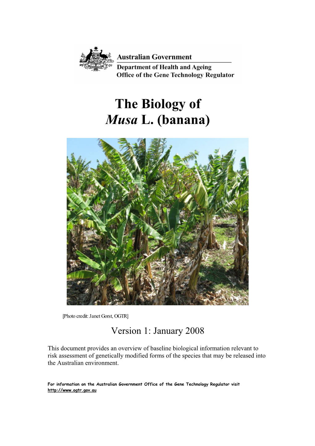 The Biology of Musa L. (Banana)
