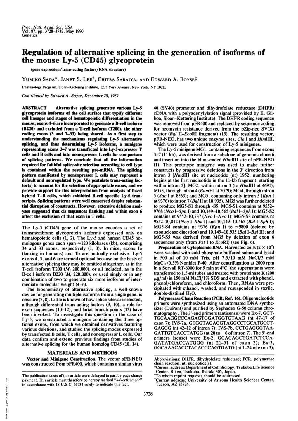 Regulation of Alternative Splicing in the Generation of Isoforms