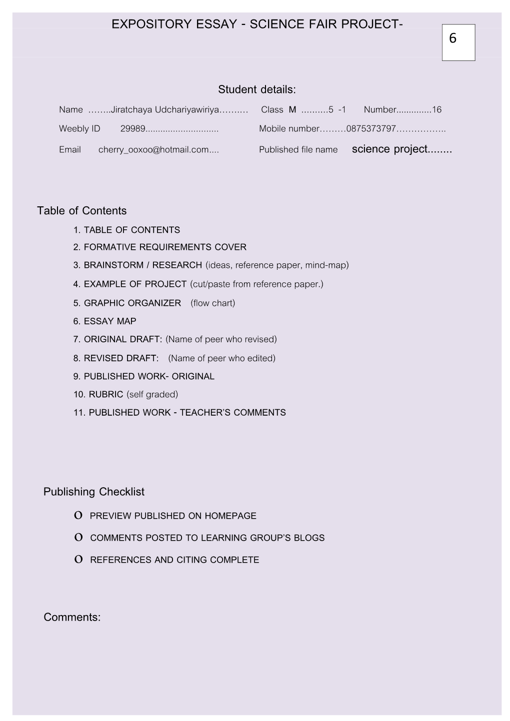 Expository Essay - Science Fair Project-