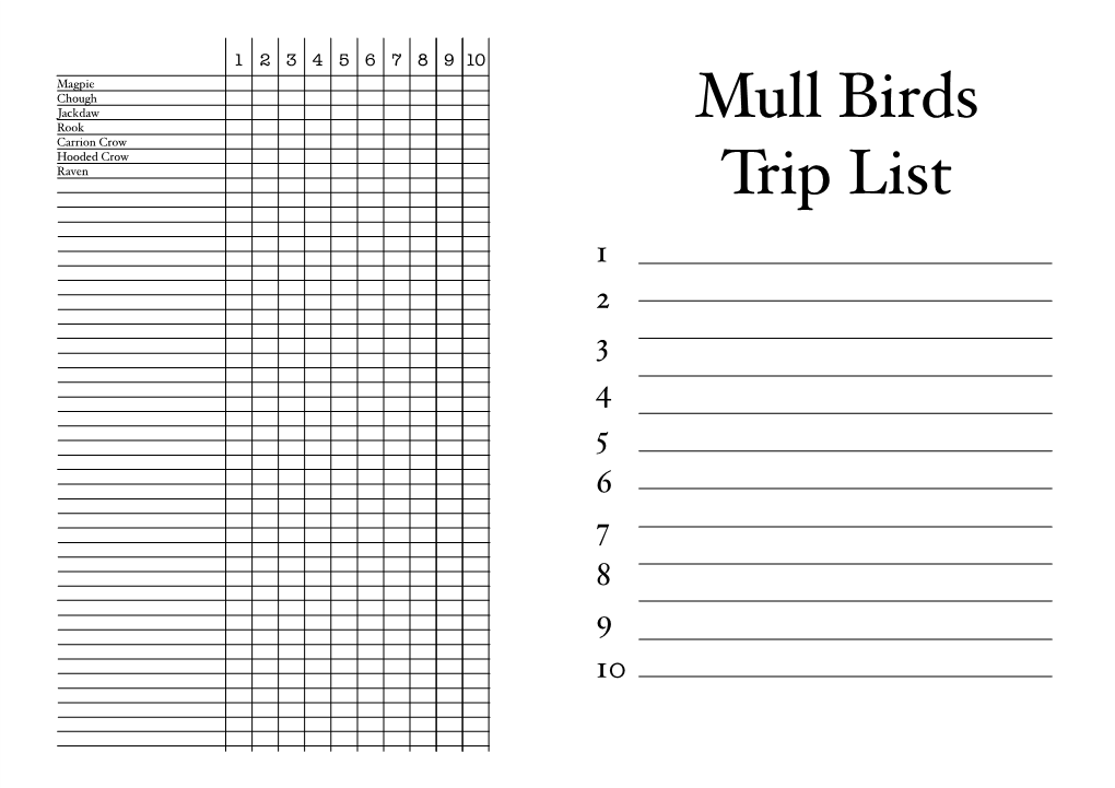 Mull Birds Trip List