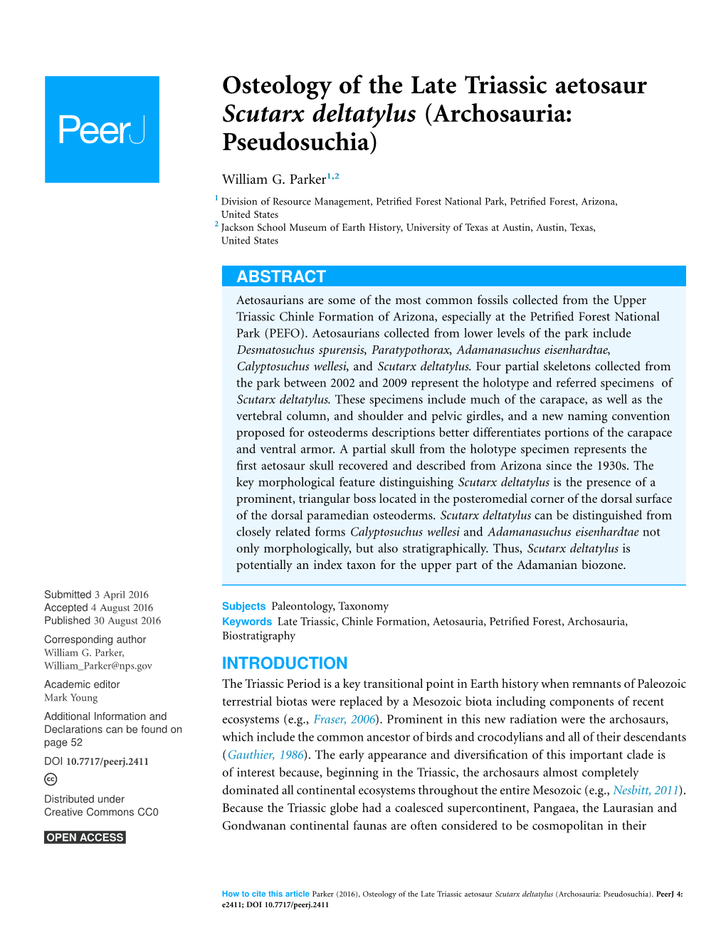 Osteology of the Late Triassic Aetosaur Scutarx Deltatylus (Archosauria: Pseudosuchia)