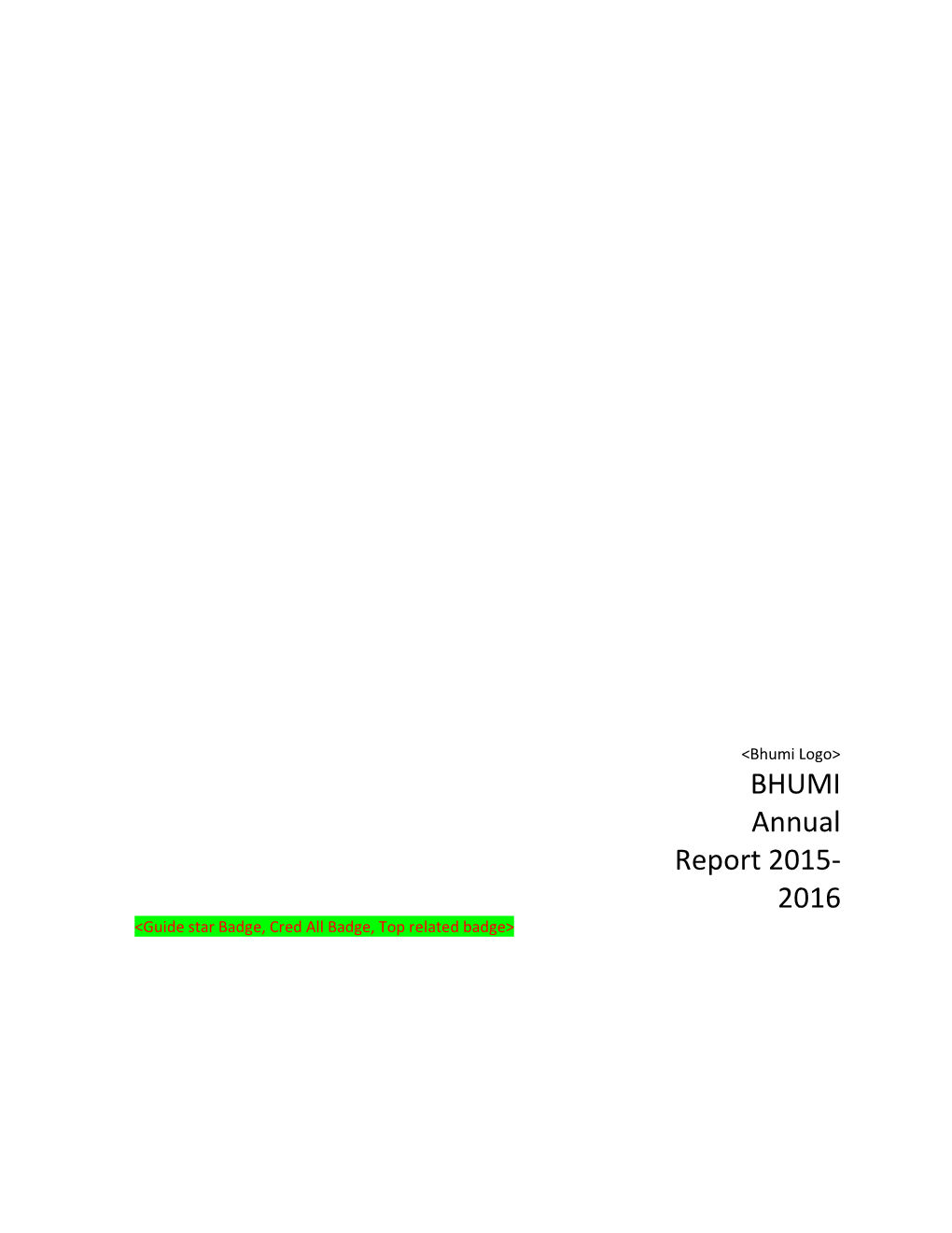 BHUMI Annual Report 2015