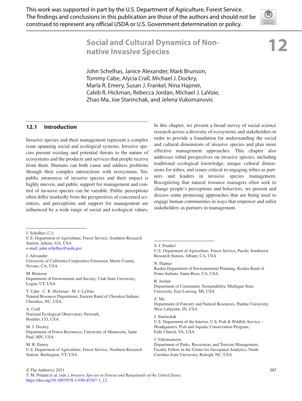 Social and Cultural Dynamics of Non-Native Invasive Species 269