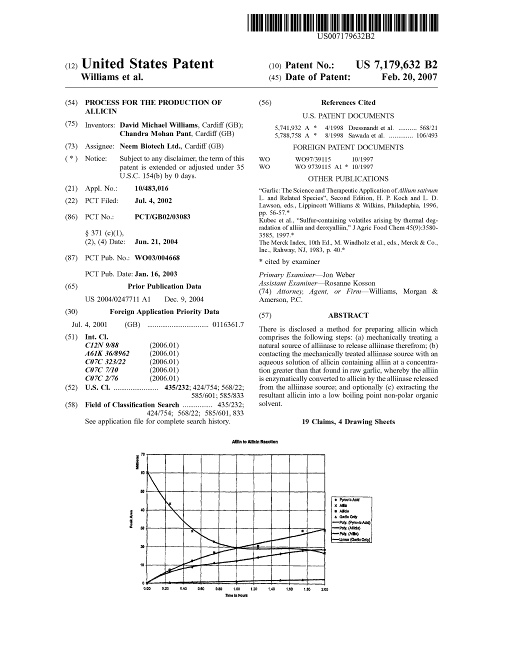 (12) United States Patent (10) Patent No.: US 7,179,632 B2 Williams Et Al