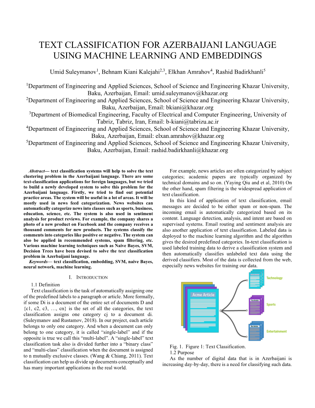 Text Classification for Azerbaijani Language Using Machine Learning and Embeddings