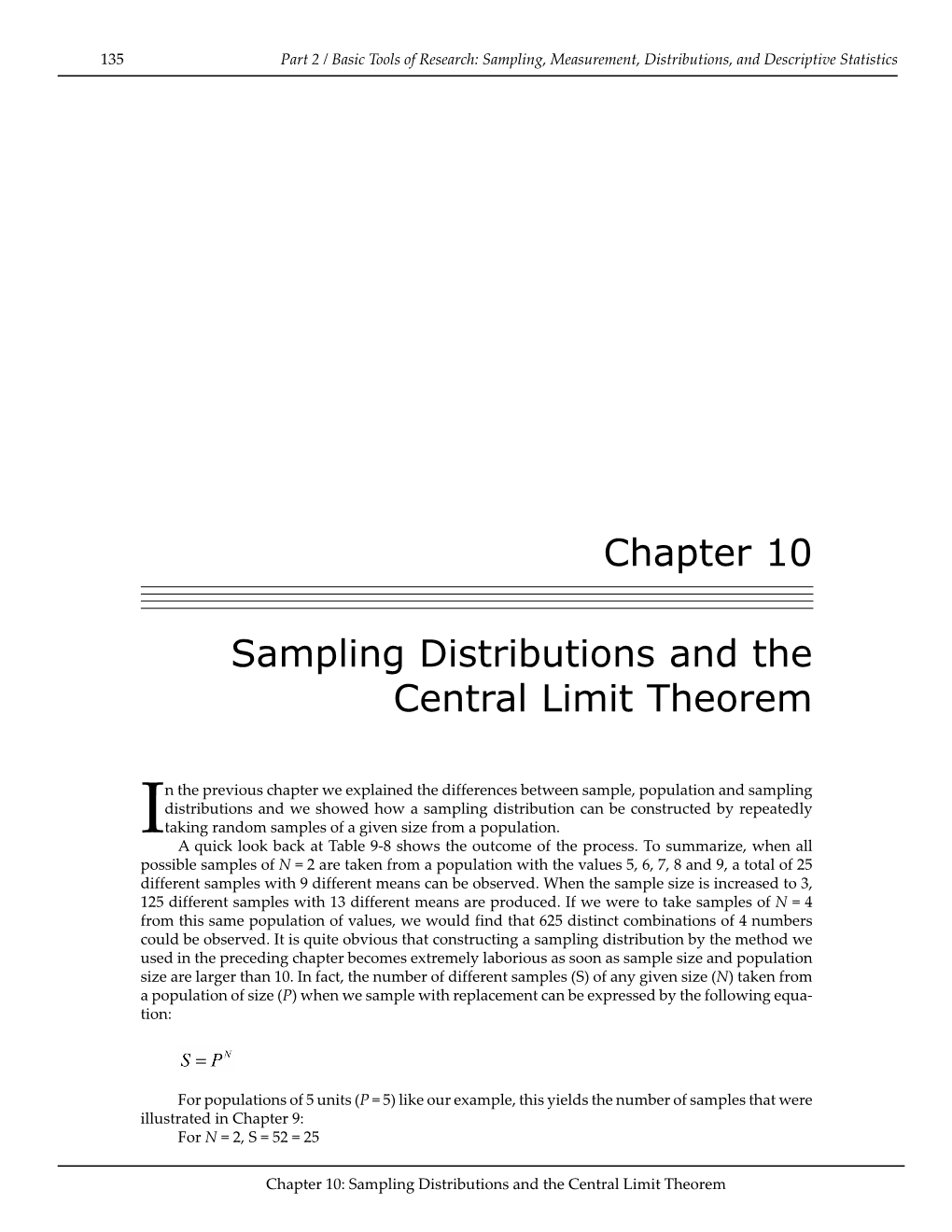 Chapter 10 Sampling Distributions and the Central Limit Theorem