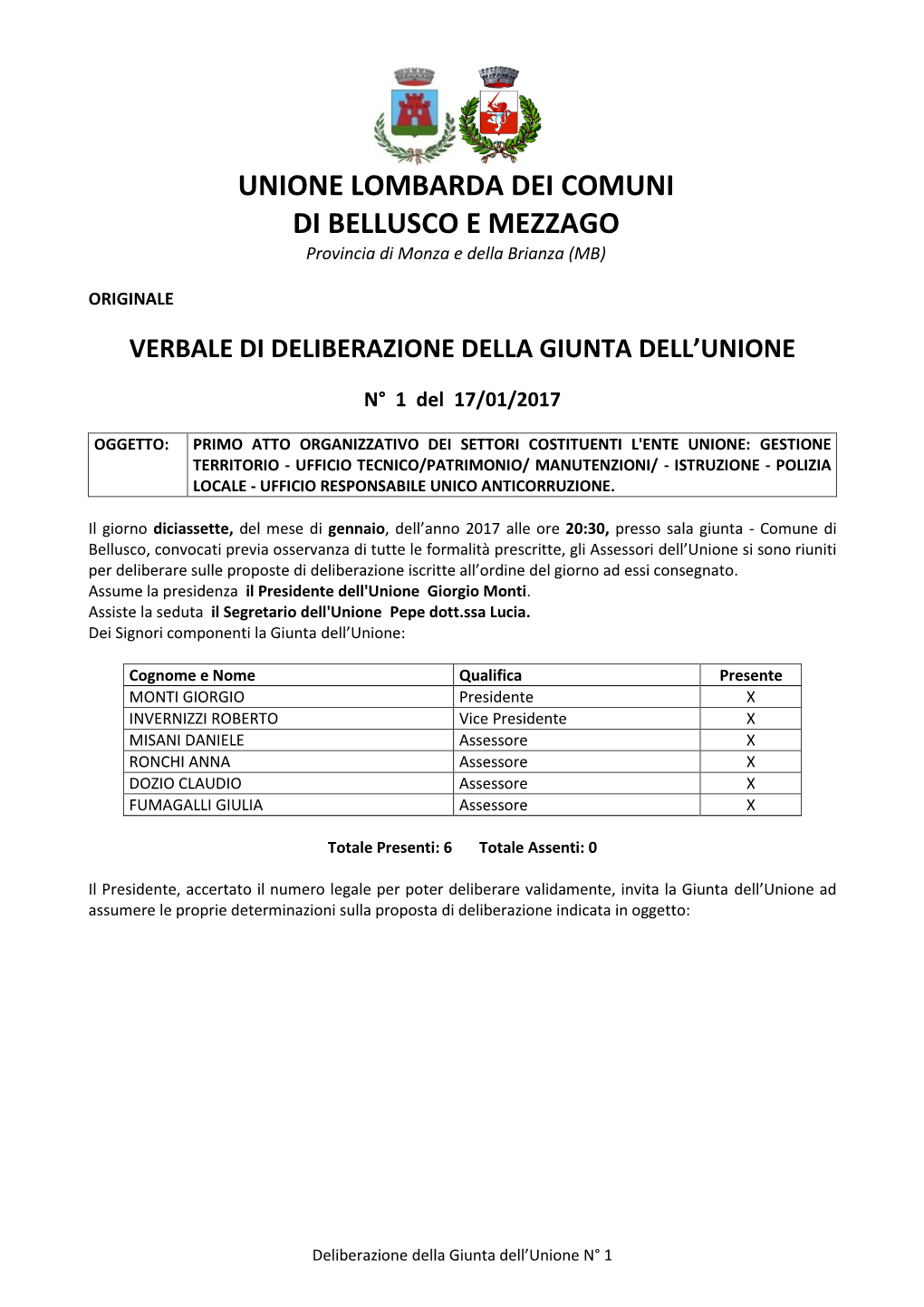 Settore Polizia Locale Ufficio Del Responsabile Unico Della Prevenzione Della Corruzione