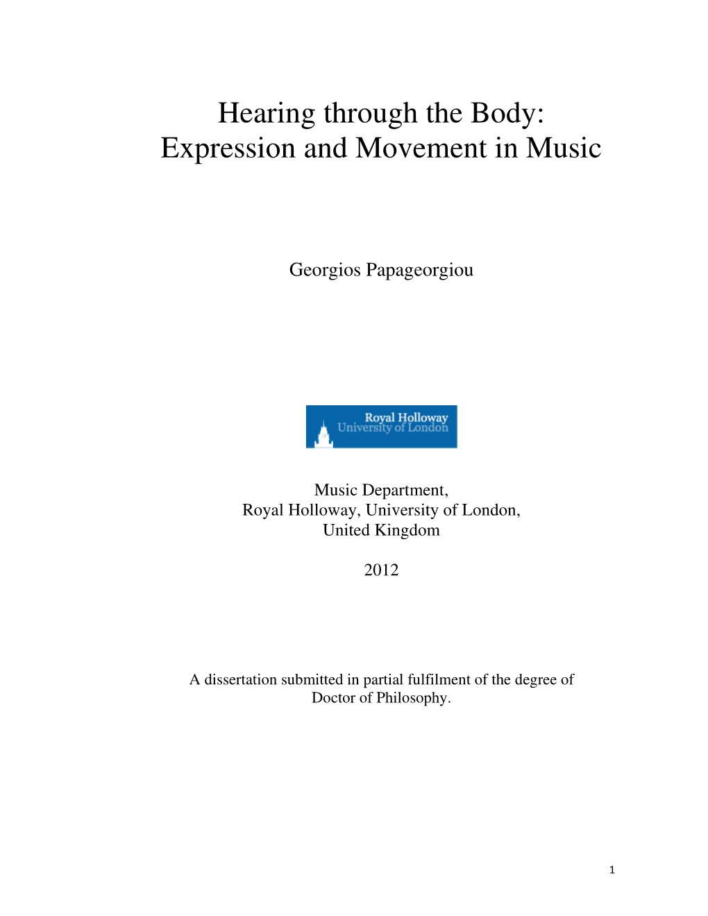 Expression and Movement in Music