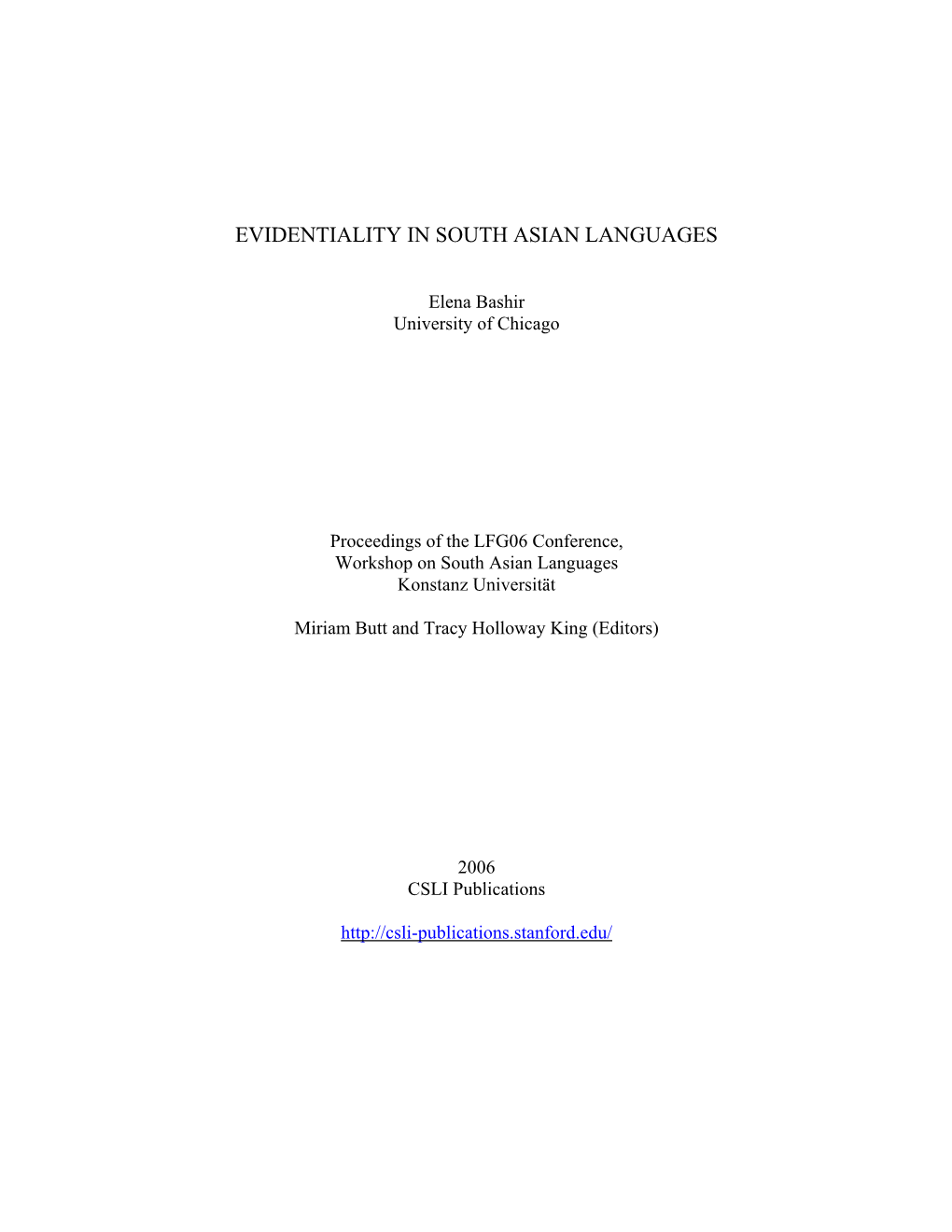 Evidentiality in South Asian Languages