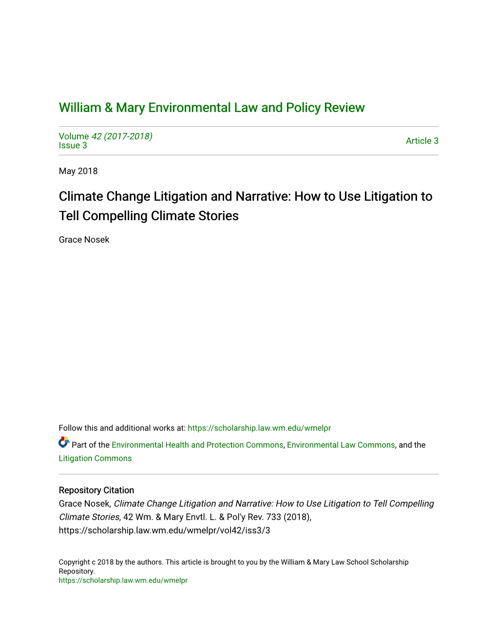 Climate Change Litigation and Narrative: How to Use Litigation to Tell Compelling Climate Stories