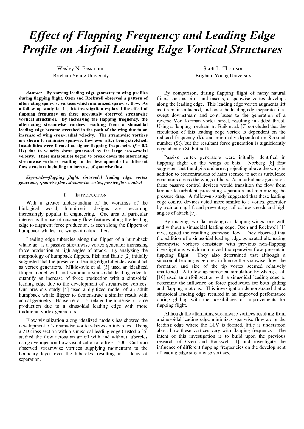 Effect of Flapping Frequency and Leading Edge Profile on Airfoil Leading Edge Vortical Structures