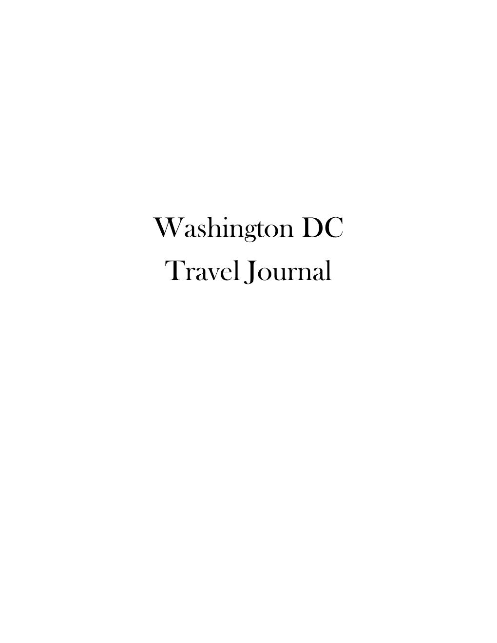 Washington DC Travel Journal