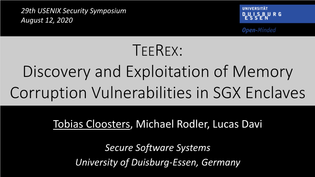 Discovery and Exploitation of Memory Corruption Vulnerabilities in SGX Enclaves