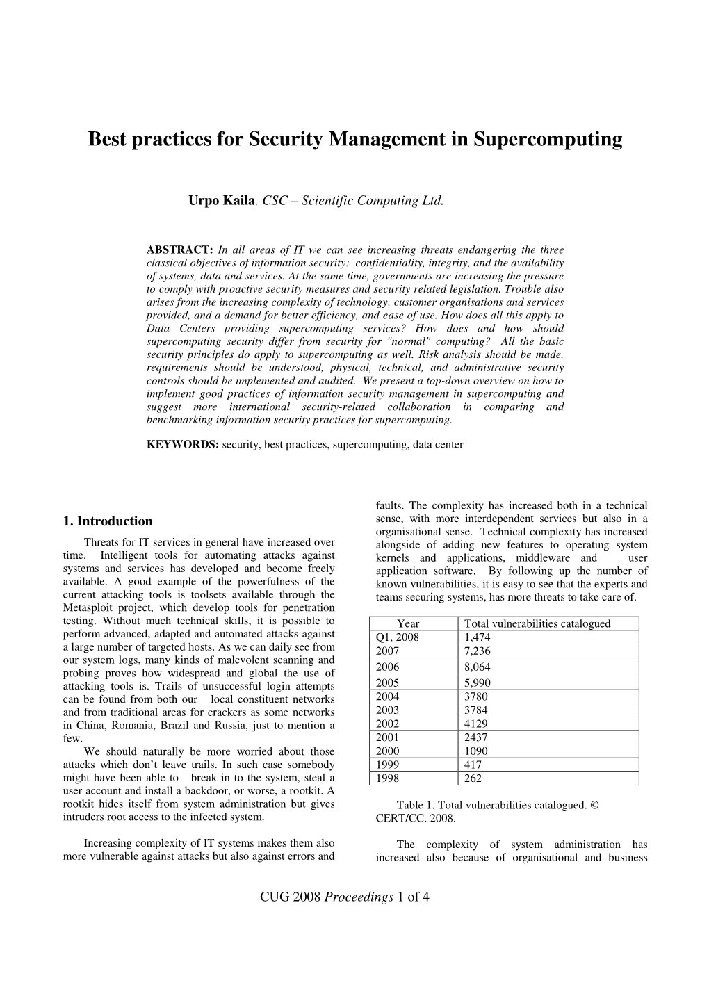 Best Practices for Security Management in Supercomputing