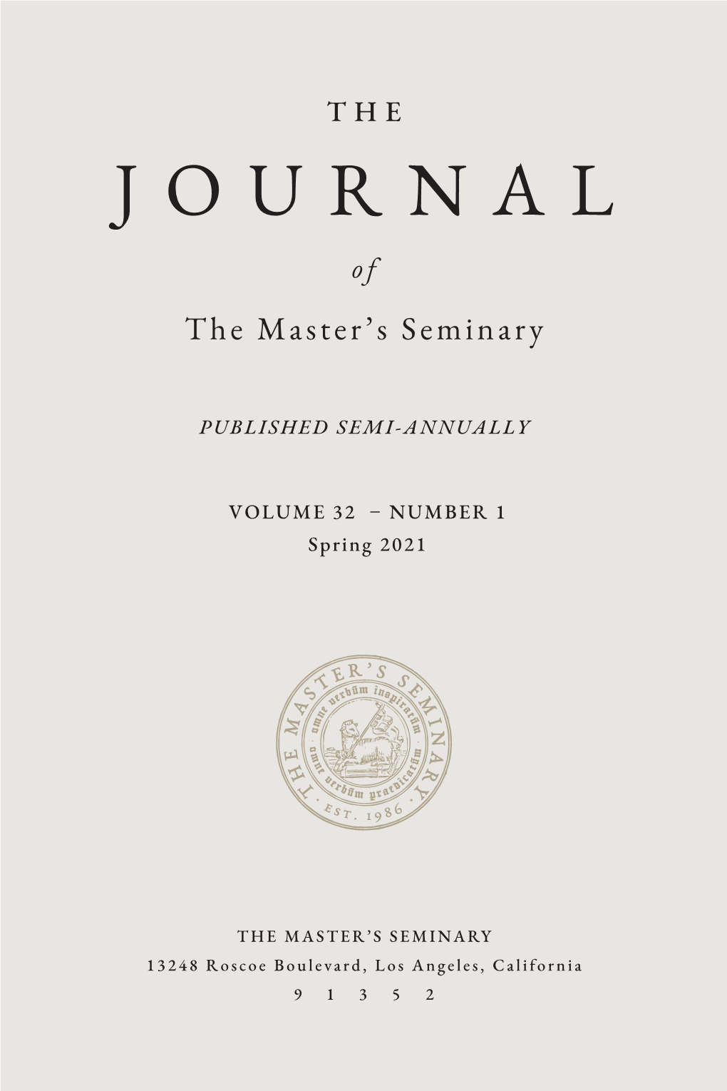 JOURNAL of the Master’S Seminary