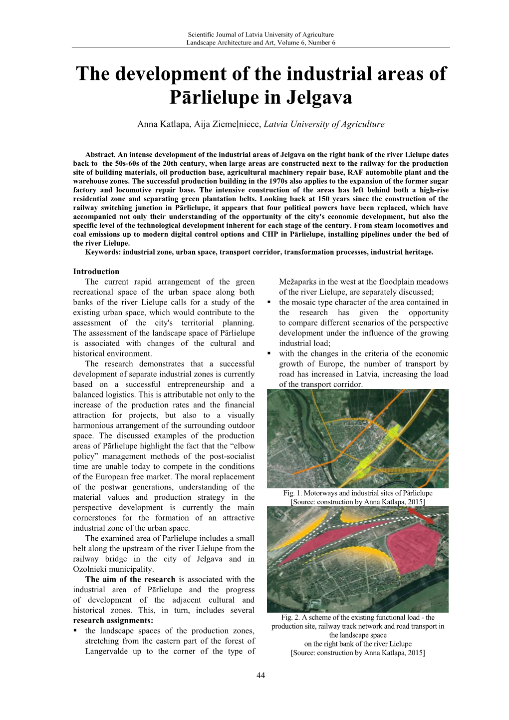 The Development of the Industrial Areas of Pārlielupe in Jelgava