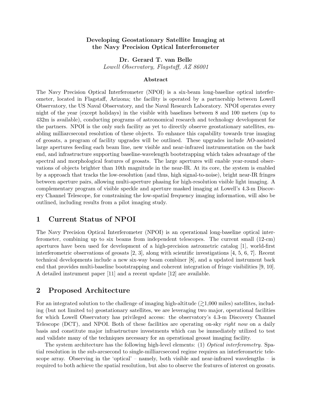 1 Current Status of NPOI 2 Proposed Architecture