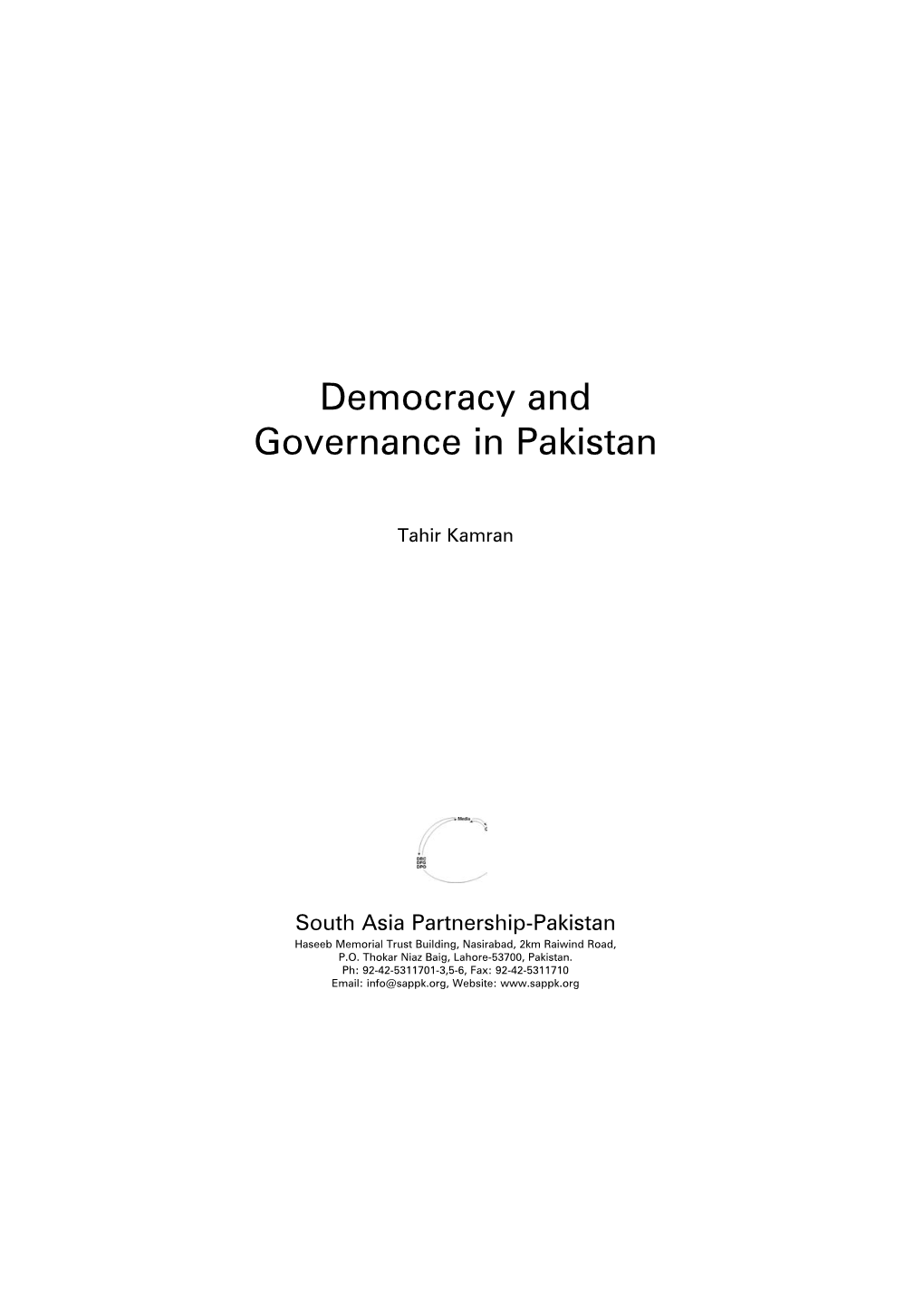 Democracy and Governance in Pakistan