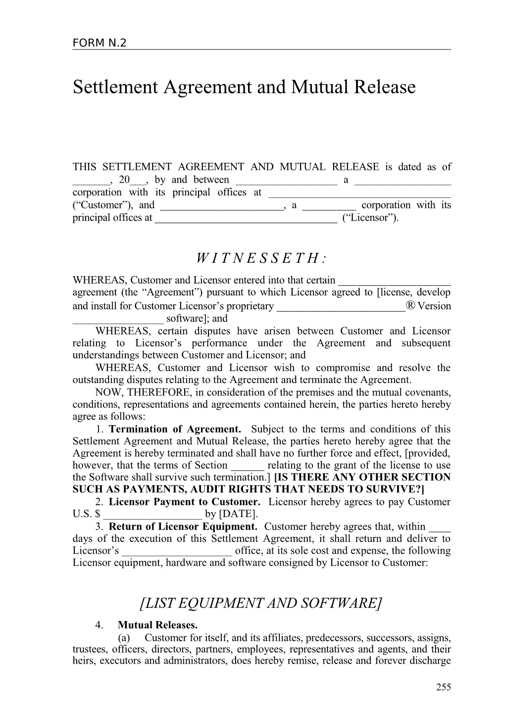 Settlement Agreement and Mutual Release