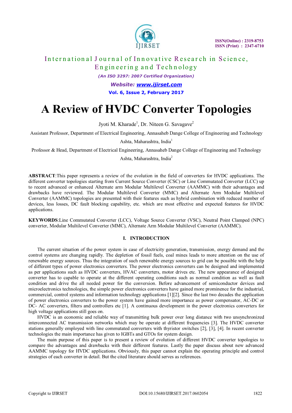 A Review of HVDC Converter Topologies