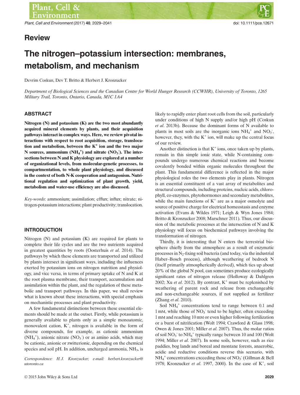 The Nitrogen–Potassium Intersection: Membranes, Metabolism, and Mechanism