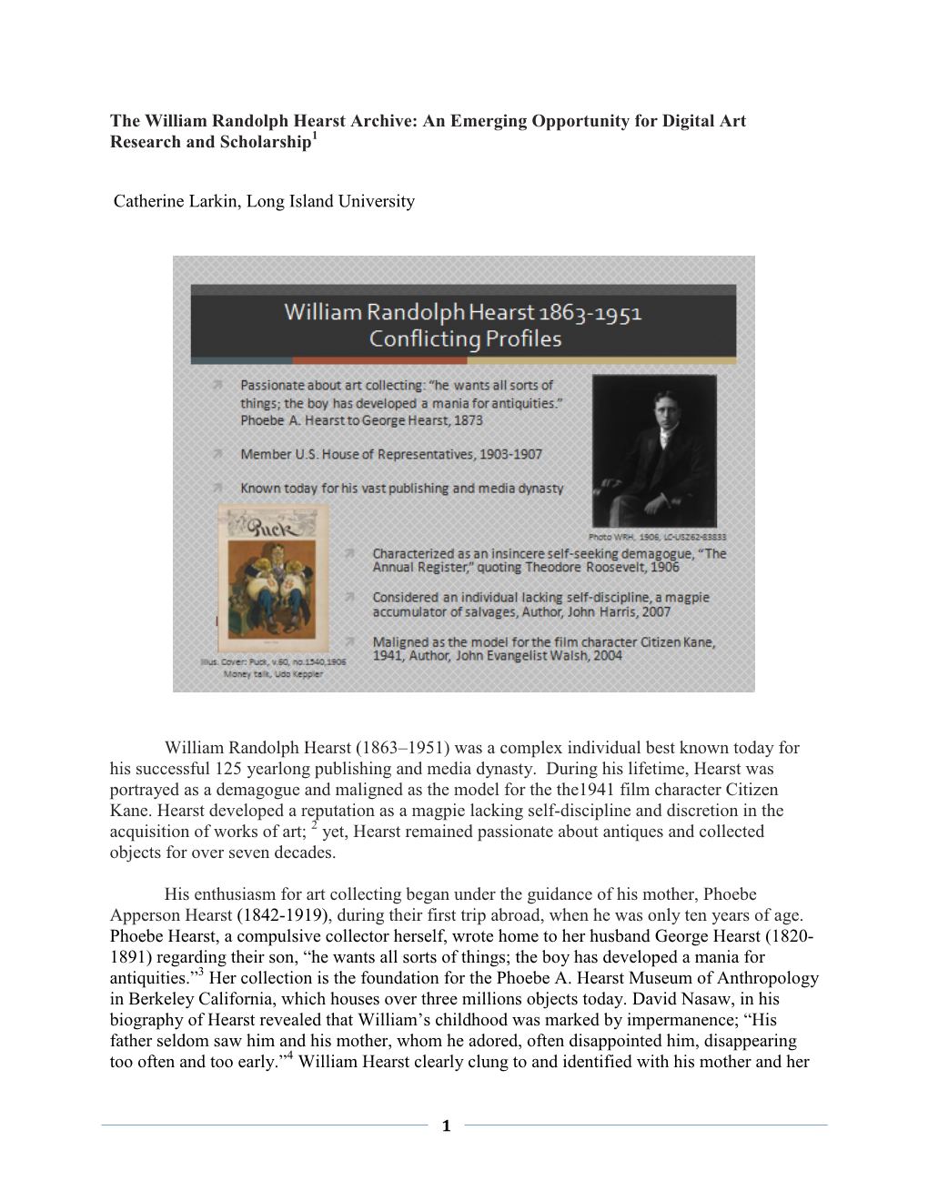 The William Randolph Hearst Archive: an Emerging Opportunity for Digital Art Research and Scholarship1