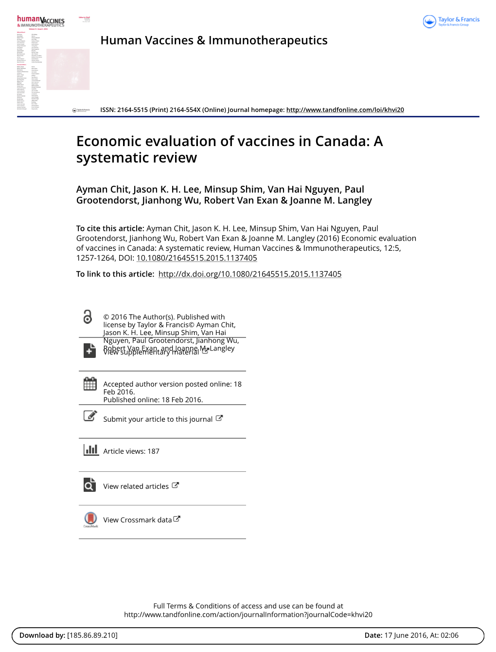 Economic Evaluation of Vaccines in Canada: a Systematic Review